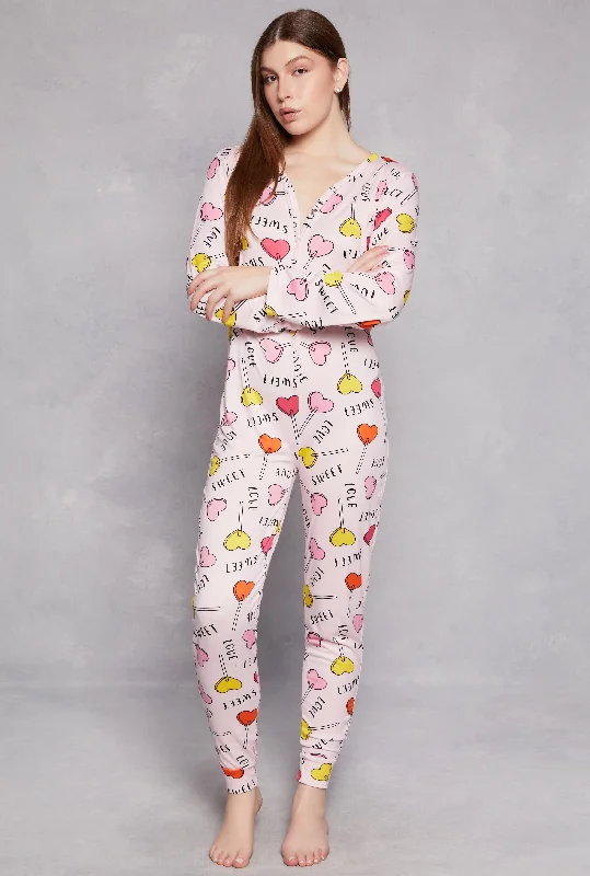 women's pajamas for those who love to dreamSweet Love Lollipop Graphic Pajama Onesie