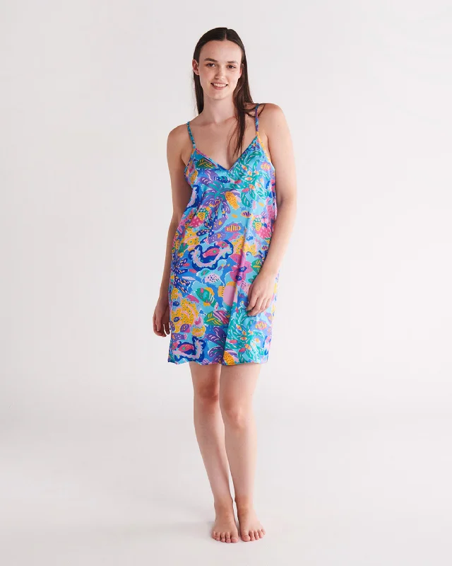 women's pajamas with a fitted designKip&Co x Ken Done Reef Garden Satin Cami Nightie