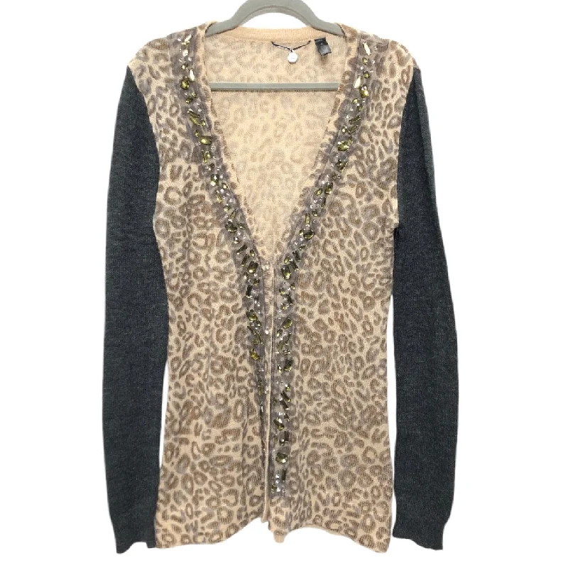 Women's Lithuanian Wool SweatersSweater Cardigan By Bke In Leopard Print, Size: L