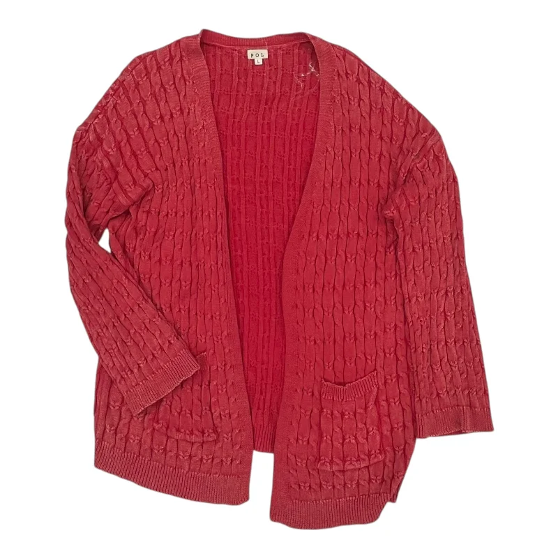 Women's Lapel Collar SweatersSweater Cardigan By Pol In Red, Size:L