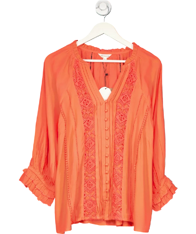 Women's Peter Pan Collar SweatersMonsoon Orange Hattie Lace Insert Top UK L