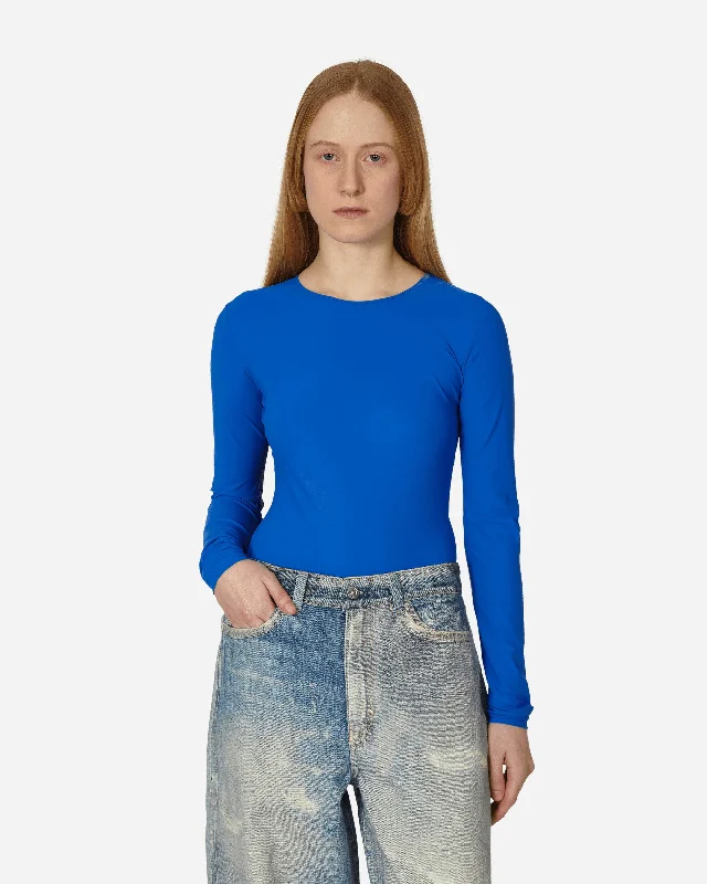 Women's Cotton BlouseLong-Sleeve Bodysuit Blue