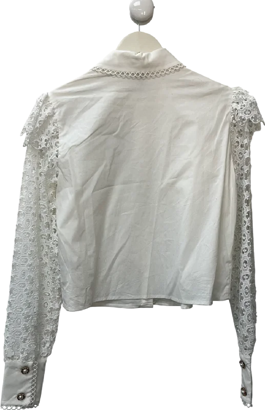 Women's Acrylic SweatersRiver Island White Frill Cut Out Sleeve Shirt UK 6