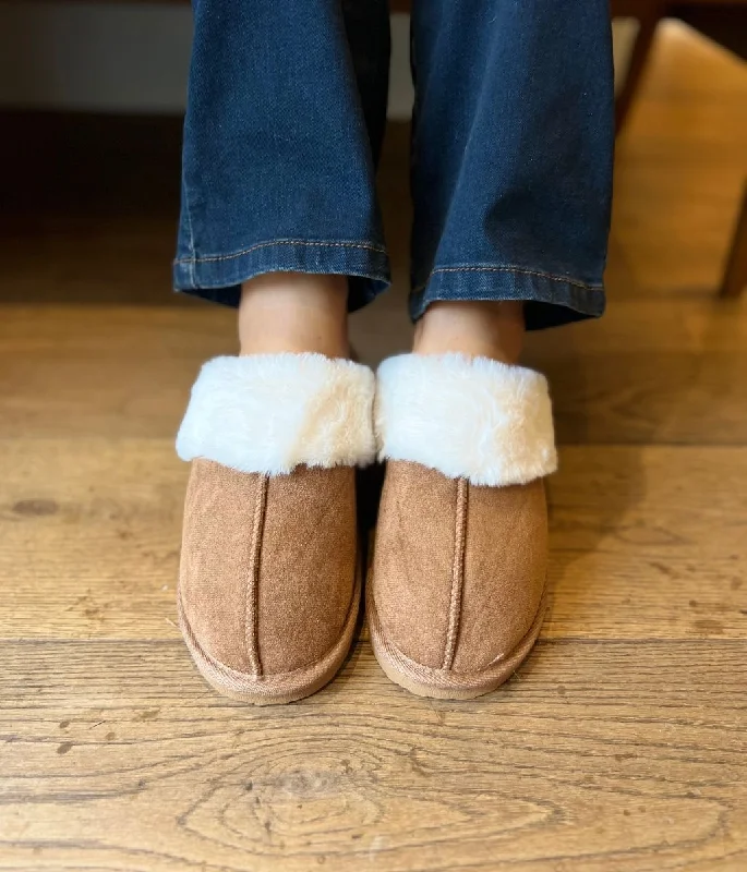 women's pajamas for the holidaysChestnut Faux Fur Mule Slippers