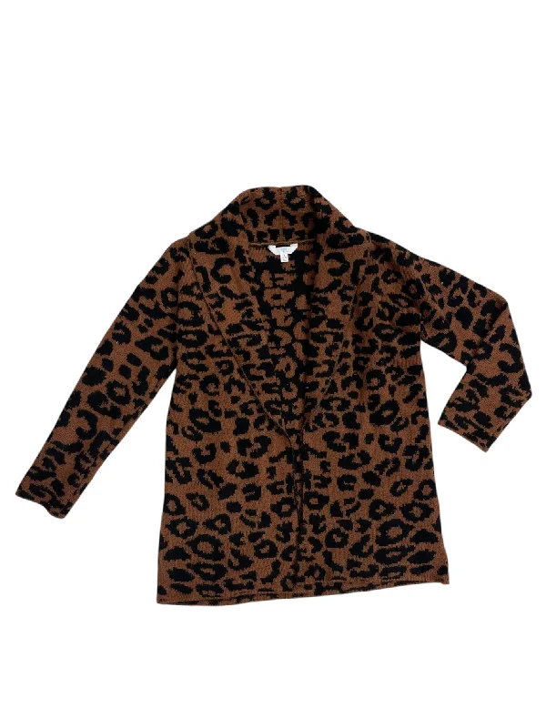 Women's Bosnian Wool SweatersSweater Cardigan By Time And Tru In Animal Print, Size: S