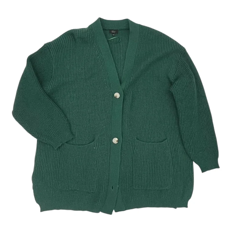 Women's Notched Collar SweatersSweater Cardigan By Debut In Green, Size:M