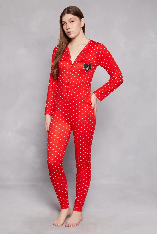 women's pajamas for those who love comfortSoft Knit Polka Dot Love Yourself Pajama Onesie