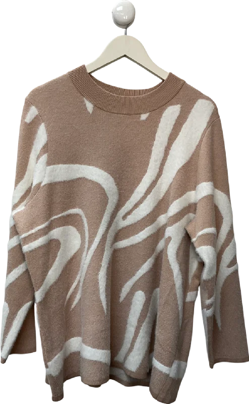 Women's Tight Fit SweatersNinaleonard Beige Marble Knitted Jumper UK XXXL