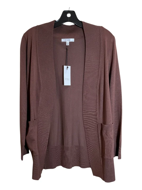 Women's Azerbaijani Wool SweatersSweater Cardigan By Active Usa In Brown, Size: 1x