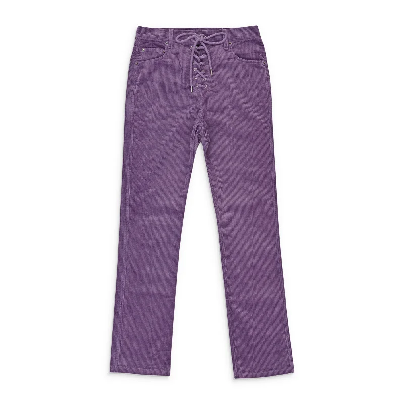 Women's Jodhpurs with Peter Pan CollarCALLIPYGIAN STRETCH CURDUROY PURPLE LACE-UP JEANS