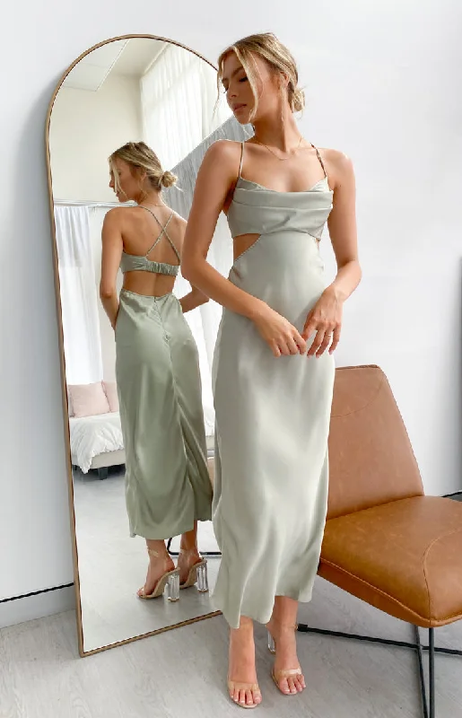 Women's High Collar DressesTaleah Cut Out Maxi Dress Sage