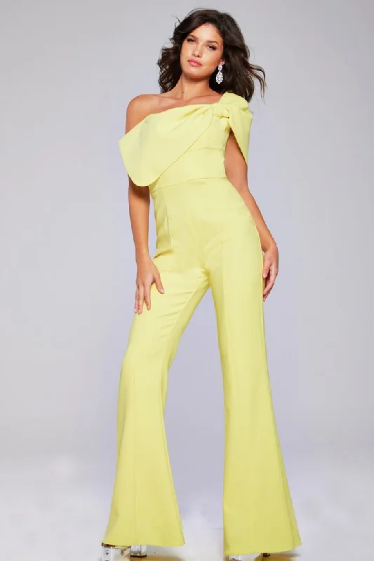 Women's Jumpsuits with Shawl CollarJovani 39961 Long Bow Formal Jumpsuit