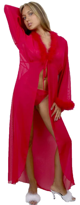 women's pajamas for loungingWomen's Chiffon Maribou Sexy Long Robe set  #3006