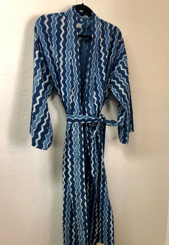 women's pajamas with built-in braCotton block printed long kimono robe