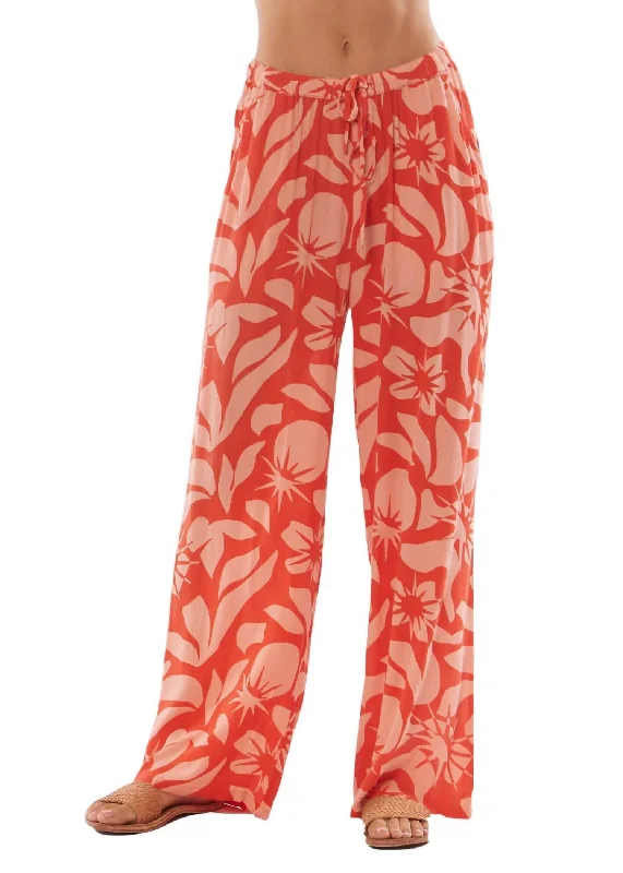 Women's Jodhpurs with Keyhole NeckBeach Bliss Woven Pant In Tangerine