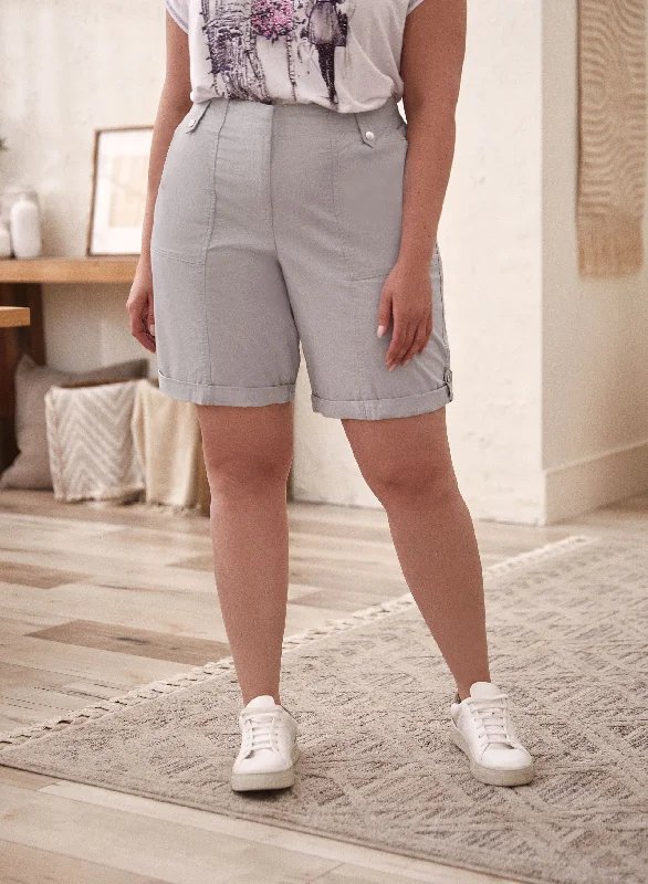 Women's Jodhpurs with Mid WaistRoll-Up Hem Shorts