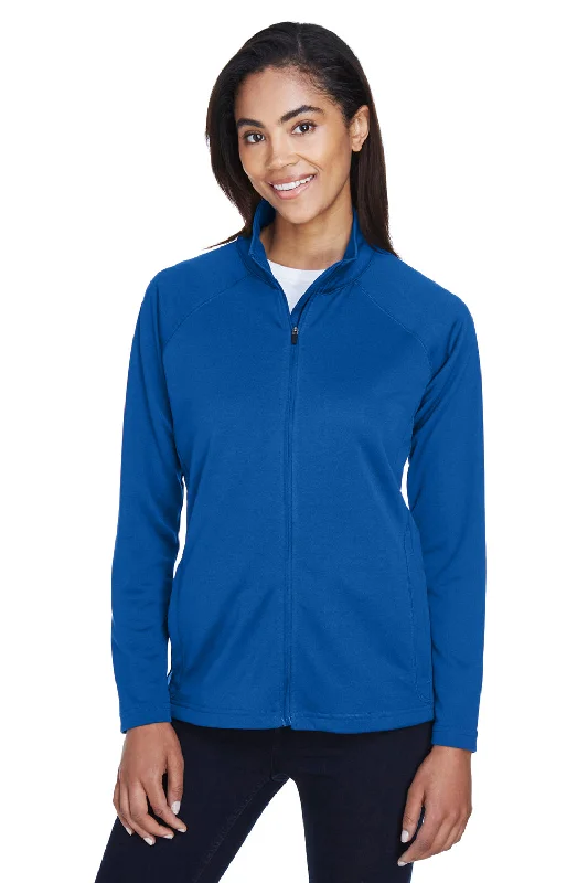 Women's Hooded Sweatshirts with Camouflage LiningDevon & Jones Womens Compass Stretch Tech Moisture Wicking Full Zip Sweatshirt w/ Pockets - True Royal Blue