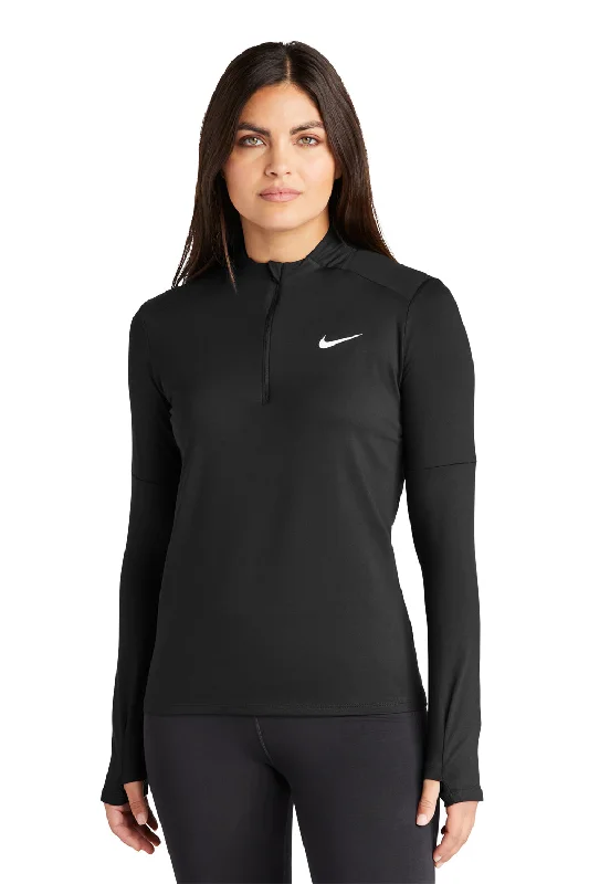 Women's Hooded Sweatshirts with Camouflage LiningNike Womens Element Dri-Fit Moisture Wicking 1/4 Zip Sweatshirt - Black