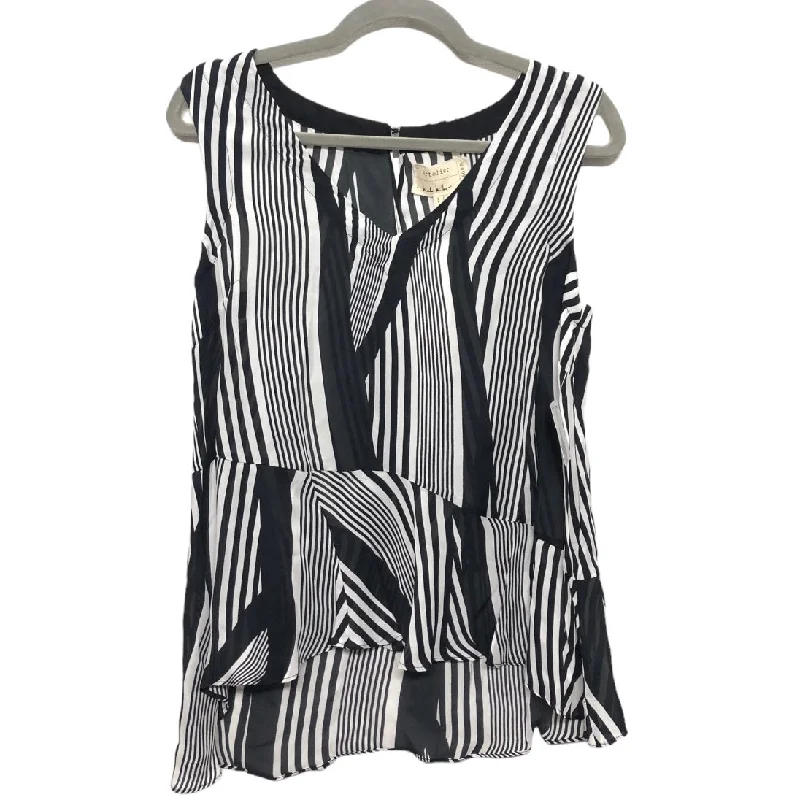 Women's Blouse with Lapel CollarBlack & White Blouse Sleeveless Nicole Miller, Size S