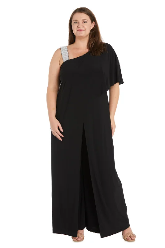 Women's Jumpsuits with Square CollarR&M Richards 3420W Long Plus Size Overlay Formal Jumpsuit