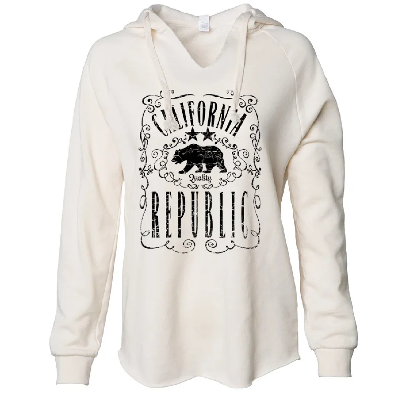 Women's Hooded Sweatshirts with Solid Color LiningCalifornia Republic JD Whiskey Black Print Women's Soft Hooded Pullover