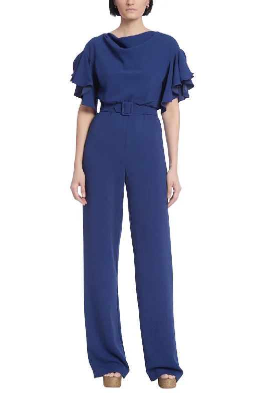 Women's Jumpsuits with Sweetheart CollarBadgley Mischka BSD5116 Long Formal Belted Jumpsuit