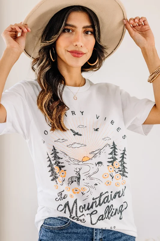 Women's Yoga PantsThe Mountains Are Calling White Graphic Tee