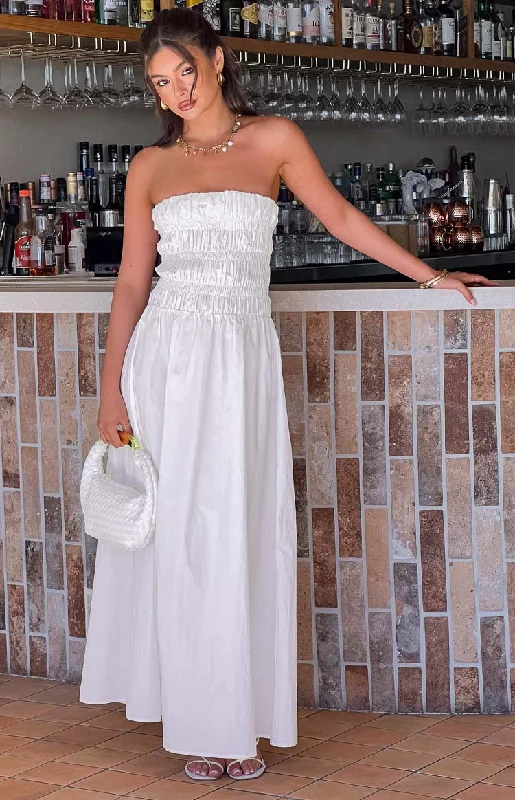 Women's Cold-Shoulder DressesBenetti White Strapless Maxi Dress