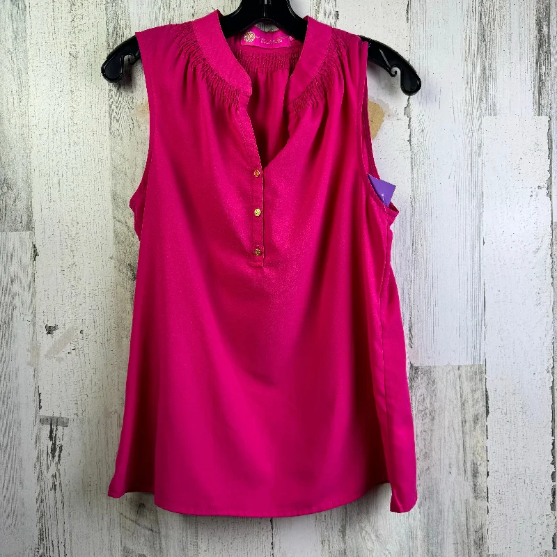 Women's Blouse with Wide CollarPink Blouse Sleeveless Clothes Mentor, Size S