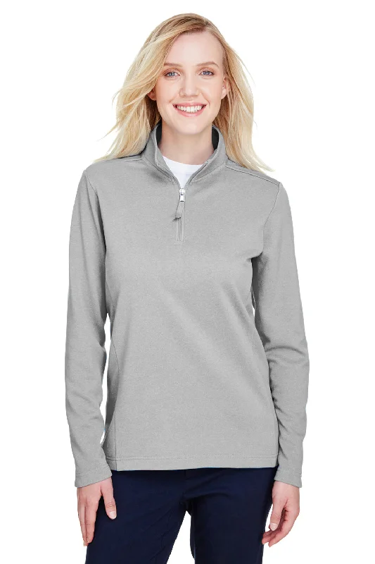 Women's Hooded SweatpantsUltraClub Womens Coastal Performance Moisture Wicking Fleece 1/4 Zip Sweatshirt - Heather Silver Grey - Closeout