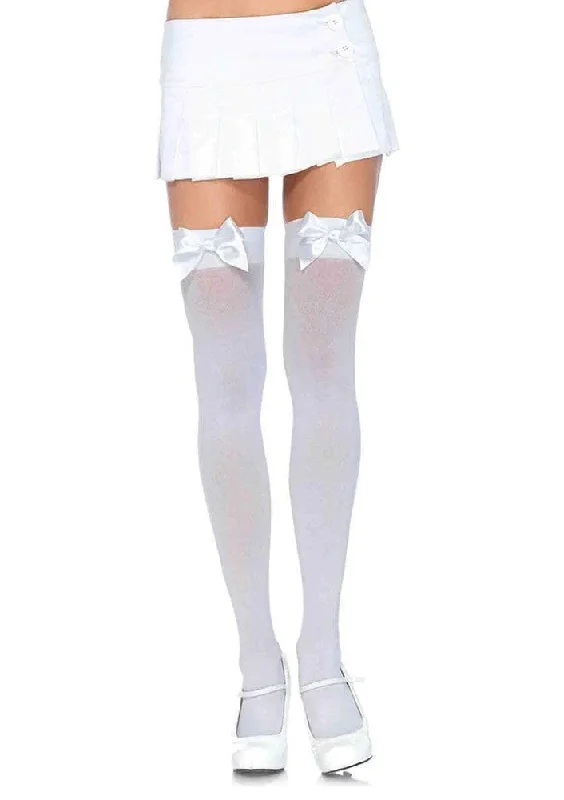 plus-size nursing bra with crossover strapsOpaque Thigh Highs With Satin Bow Accent -  One Size - White