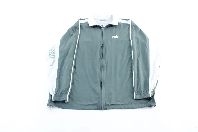 Women's Coats with Fur Trimmed ButtonsWomen's Coats for HolidayVintage Puma Embroidered Logo Green & White Zip Up Jacket