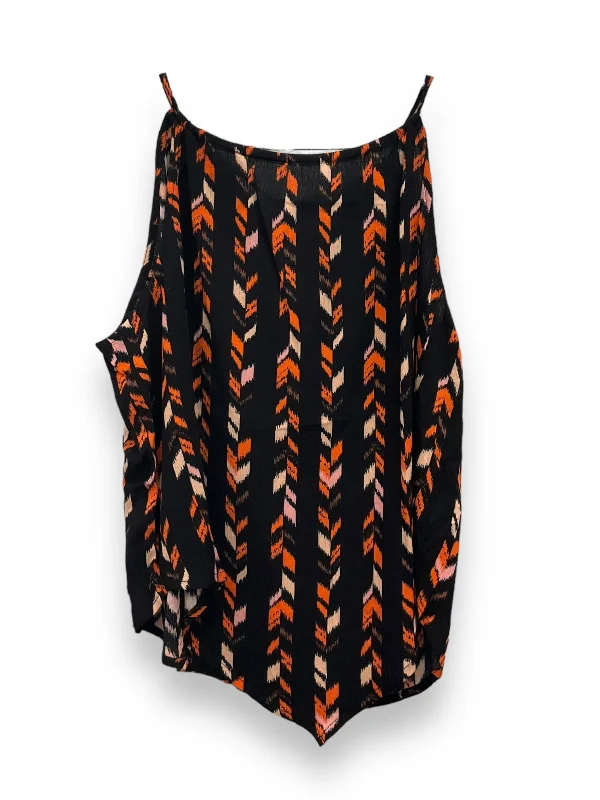 Women's Blouse with Rounded CollarBlack & Orange Blouse Sleeveless Savanna Jane, Size S