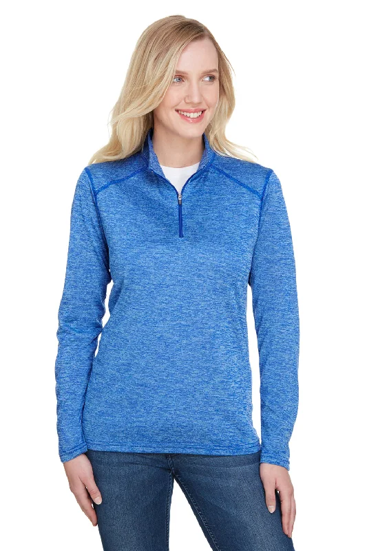 Women's Hooded Sweatshirts with Fitted SleevesA4 Womens Tonal Space Dye Performance Moisture Wicking 1/4 Zip Sweatshirt - Light Blue