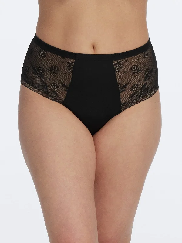 stretch lace panties with a high-leg cut for a flirty appealLacy High Rise Brief