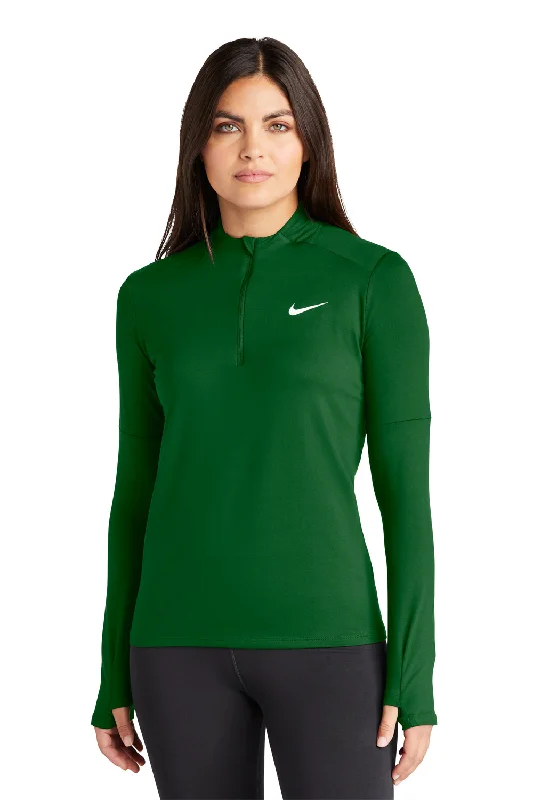 Women's Hooded Sweatshirts with Cinched WaistNike Womens Element Dri-Fit Moisture Wicking 1/4 Zip Sweatshirt - Dark Green