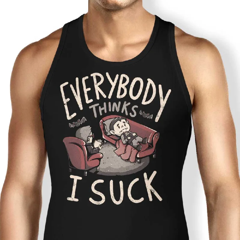 Women's Blouse with Sweetheart NeckEverybody Thinks I Suck - Tank Top