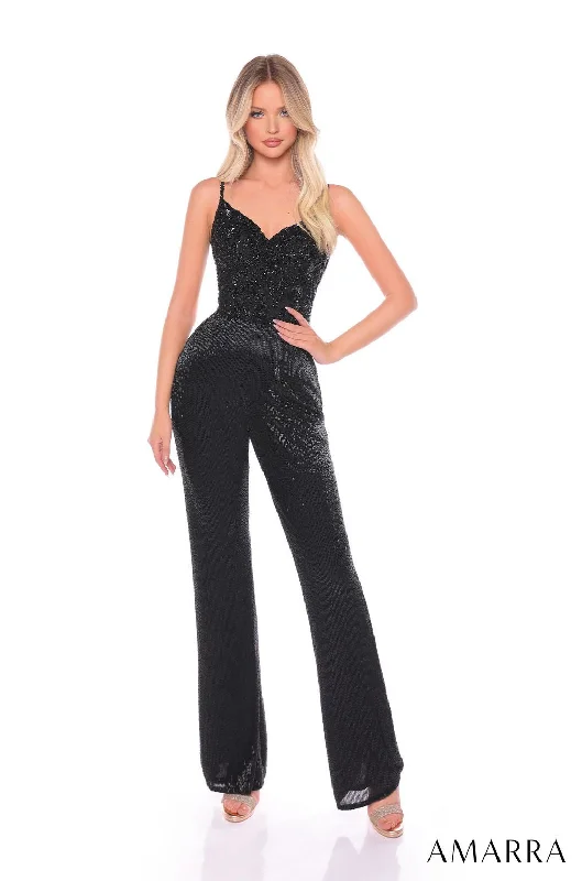 Women's Short-Sleeve JumpsuitsAmarra 88135 Long Formal Sequin Prom Jumpsuit