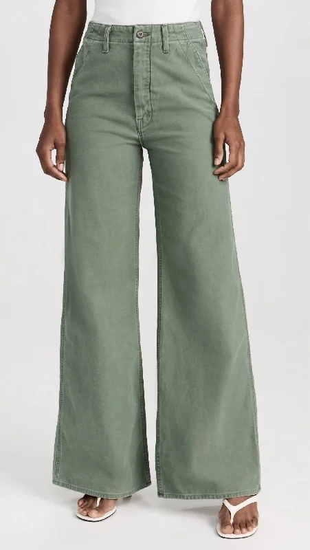 Women's Jodhpurs with Shawl CollarMajor Sneak Roller Wide Leg Jeans In Roger That