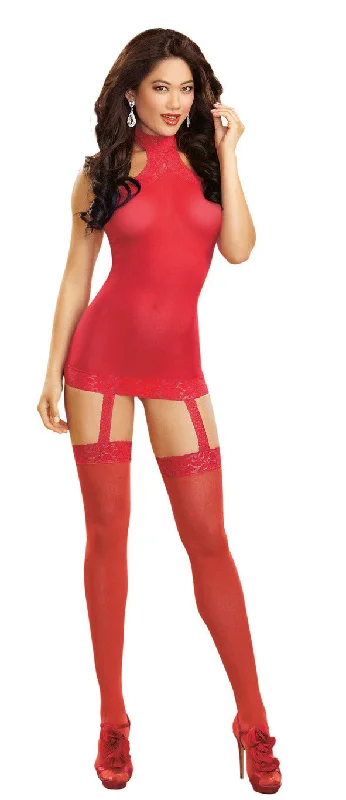 women's pajamas for a relaxing weekendSheer Garter Dress - One Size - Red