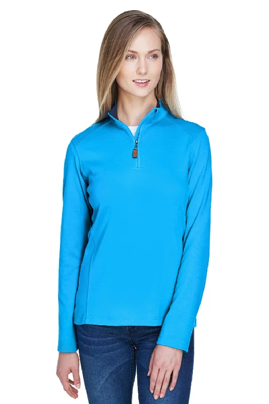 Women's Hooded Sweatshirts with Knit LiningDevon & Jones Womens DryTec20 Performance Moisture Wicking 1/4 Zip Sweatshirt - Ocean Blue