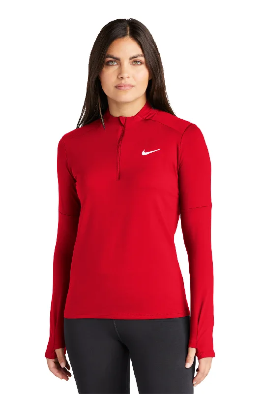 Women's Hooded Sweatshirts with Front PocketsNike Womens Element Dri-Fit Moisture Wicking 1/4 Zip Sweatshirt - Scarlet Red