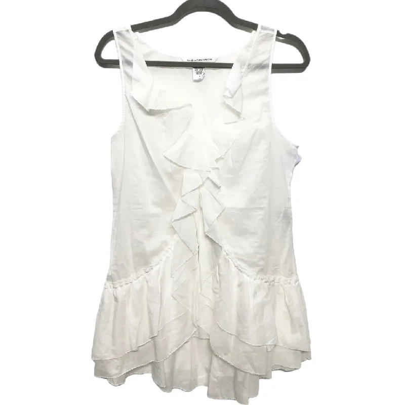 Women's Blouse with Gathered SleevesWhite Blouse Sleeveless Diane Von Furstenberg, Size 8