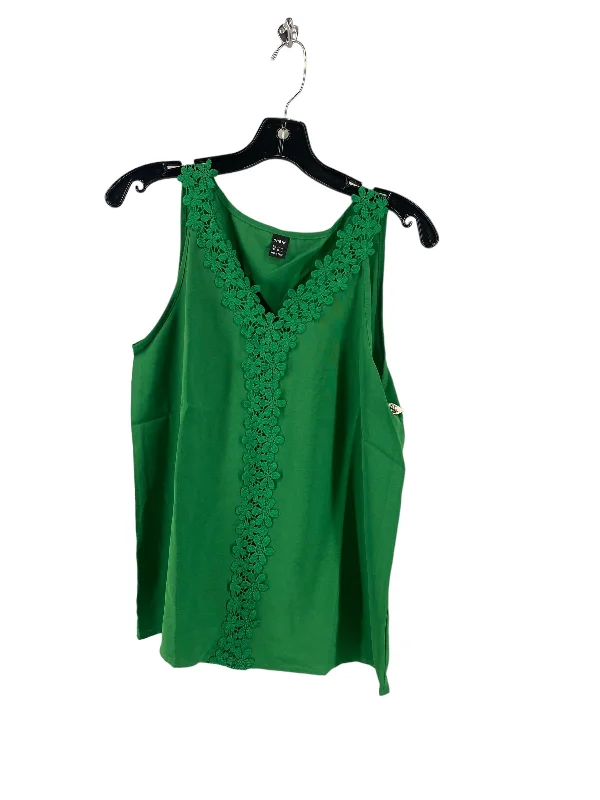 Women's Blouse with V-Shaped CollarGreen Blouse Sleeveless Shein, Size M