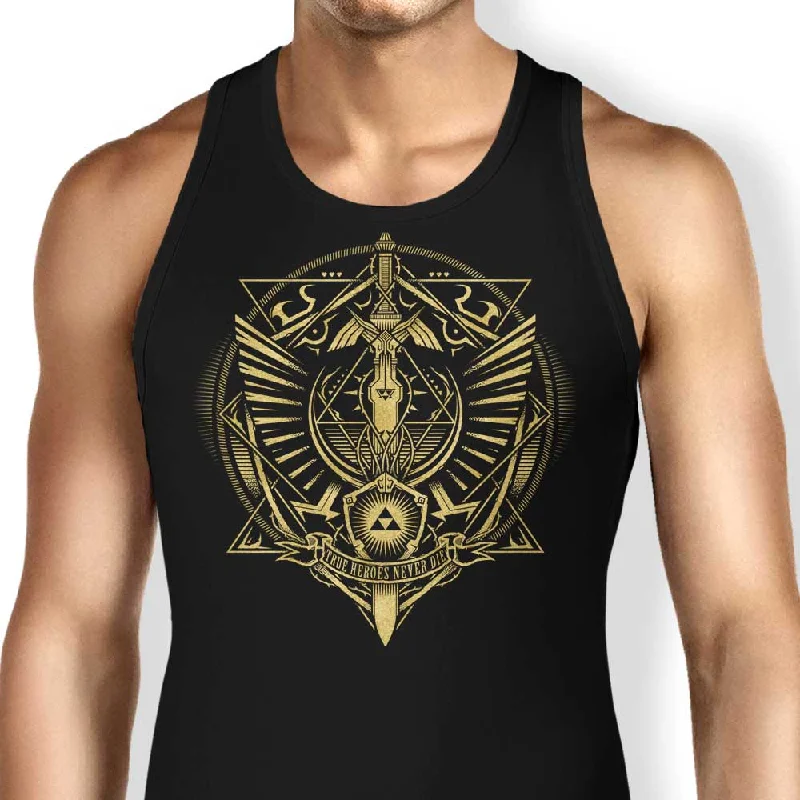 Women's Blouse with Cropped LengthTrue Heroes Never Die (Gold) - Tank Top