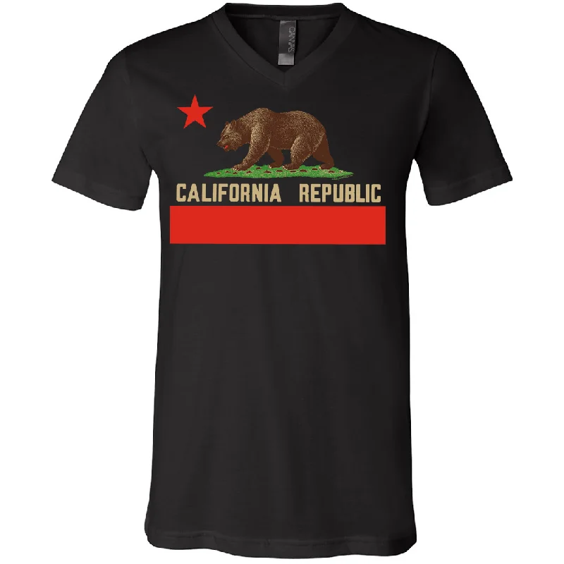 Women's Hooded Sweatshirts with Magnetic ClosureDon Pimentel California Republic Bear Flag Asst Colors V-Neck