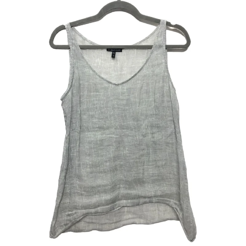 Women's Blouse with RufflesGreen & Grey Blouse Sleeveless Eileen Fisher, Size S