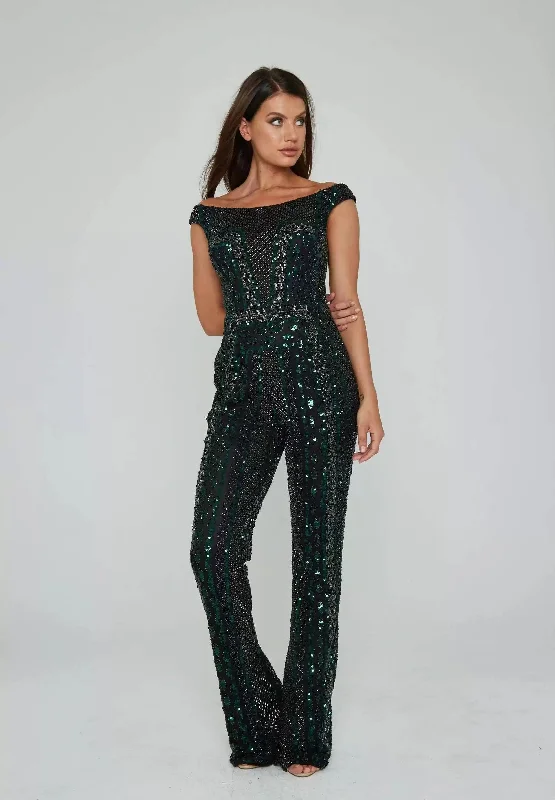 Women's Jumpsuits with Mid-LengthAleta 951 Long Beaded Formal Jumpsuit