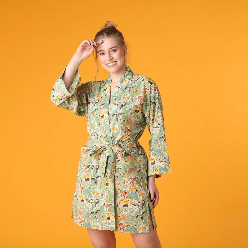 women's pajamas for hot summer nightsTropical Jungle Short Robe