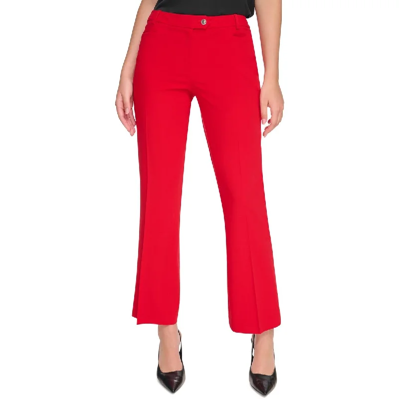 Women's Ankle-Length PantsPetites Womens Pintuck Mid Rise Straight Leg Pants